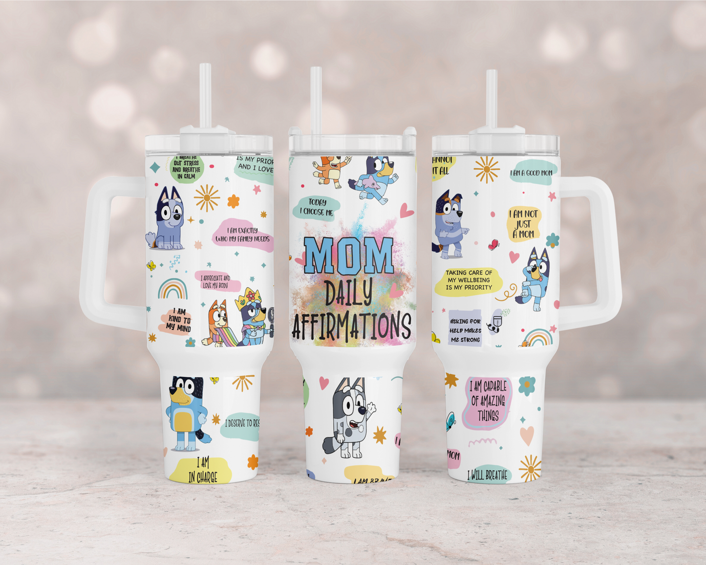 Mom Daily Affirmations 40 oz Tumbler Print