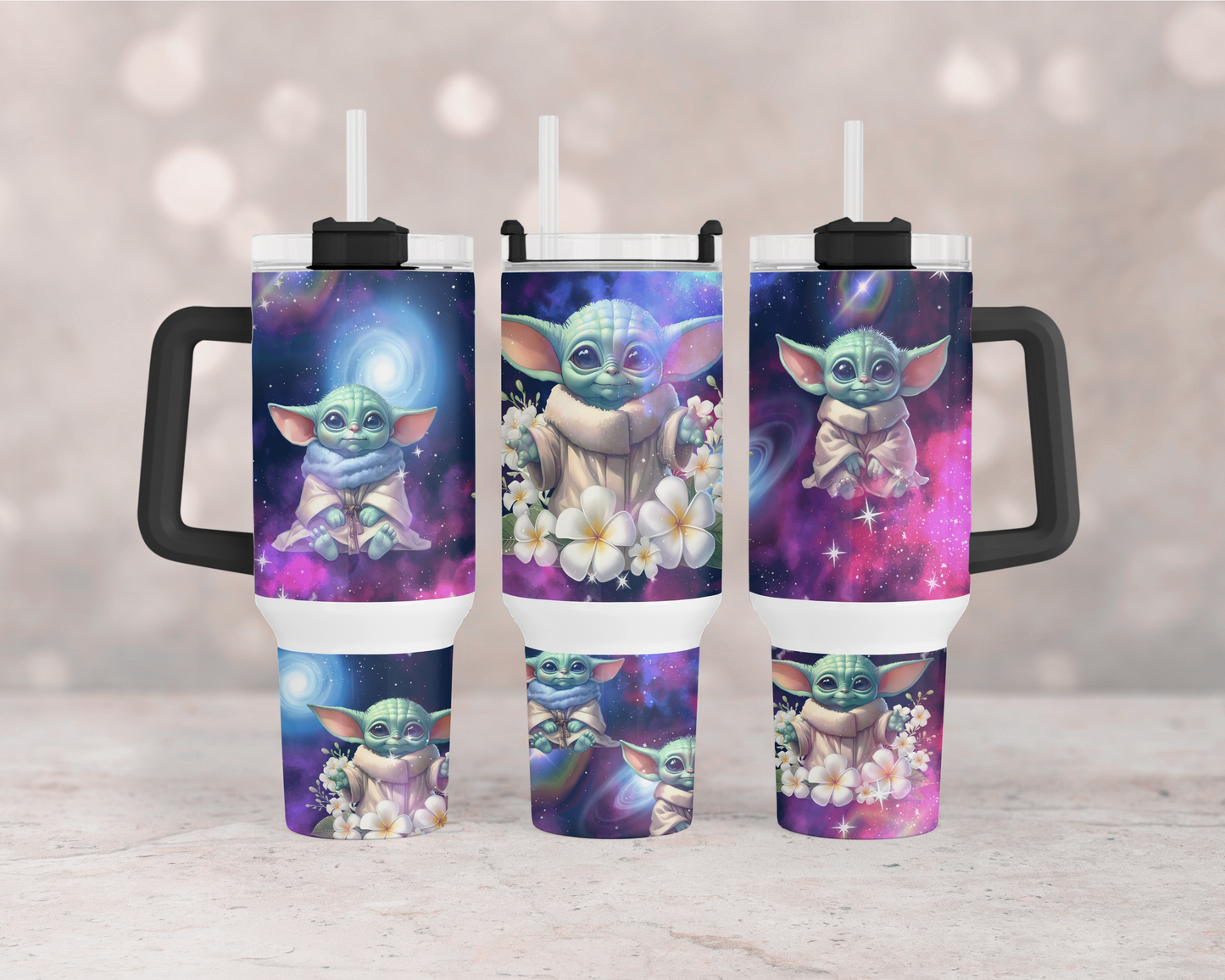 Floral Galaxy Baby Alien 40 oz Tumbler Print
