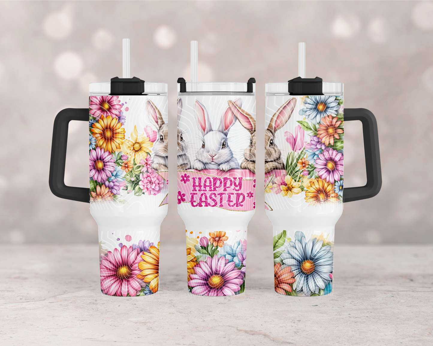 Floral Happy Easter 40 oz Tumbler Print