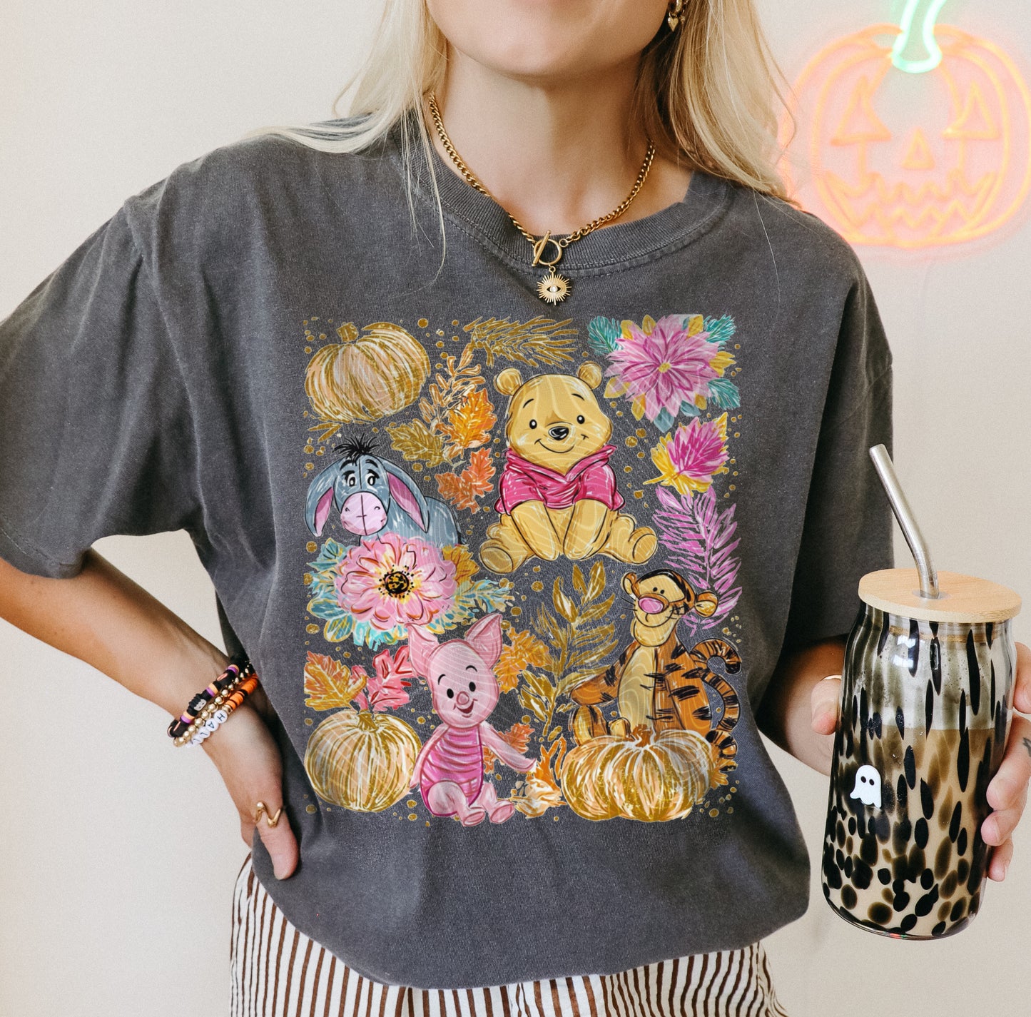 Fall Floral Pooh & Friends DTF Print