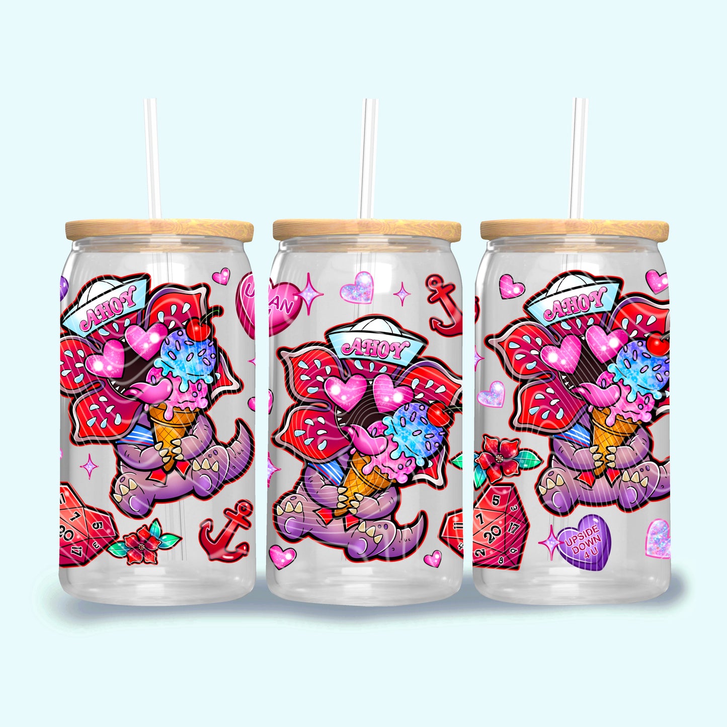 Ahoy Valentine Demogorgon 16 oz Glass Wraps
