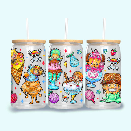 Ice Cream One Piece 16 oz Glass Can Wraps