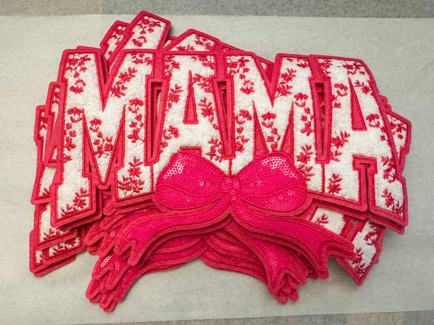 Pink Mama and Mini Chenille Iron On Transfer