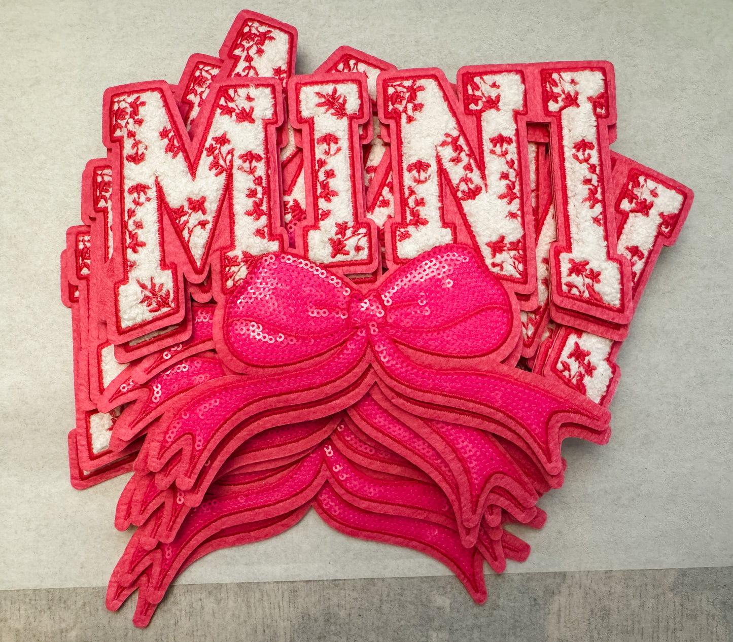 Pink Mama and Mini Chenille Iron On Transfer