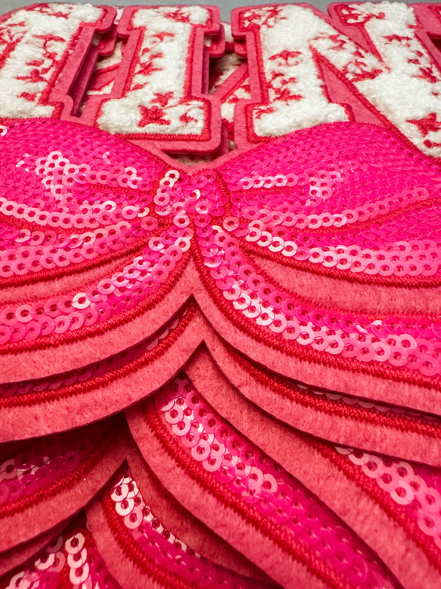 Pink Mama and Mini Chenille Iron On Transfer