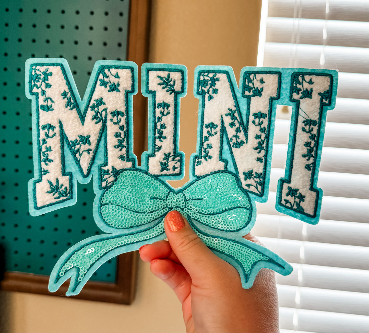 Turquoise Mama and Mini Chenille Iron On Transfer