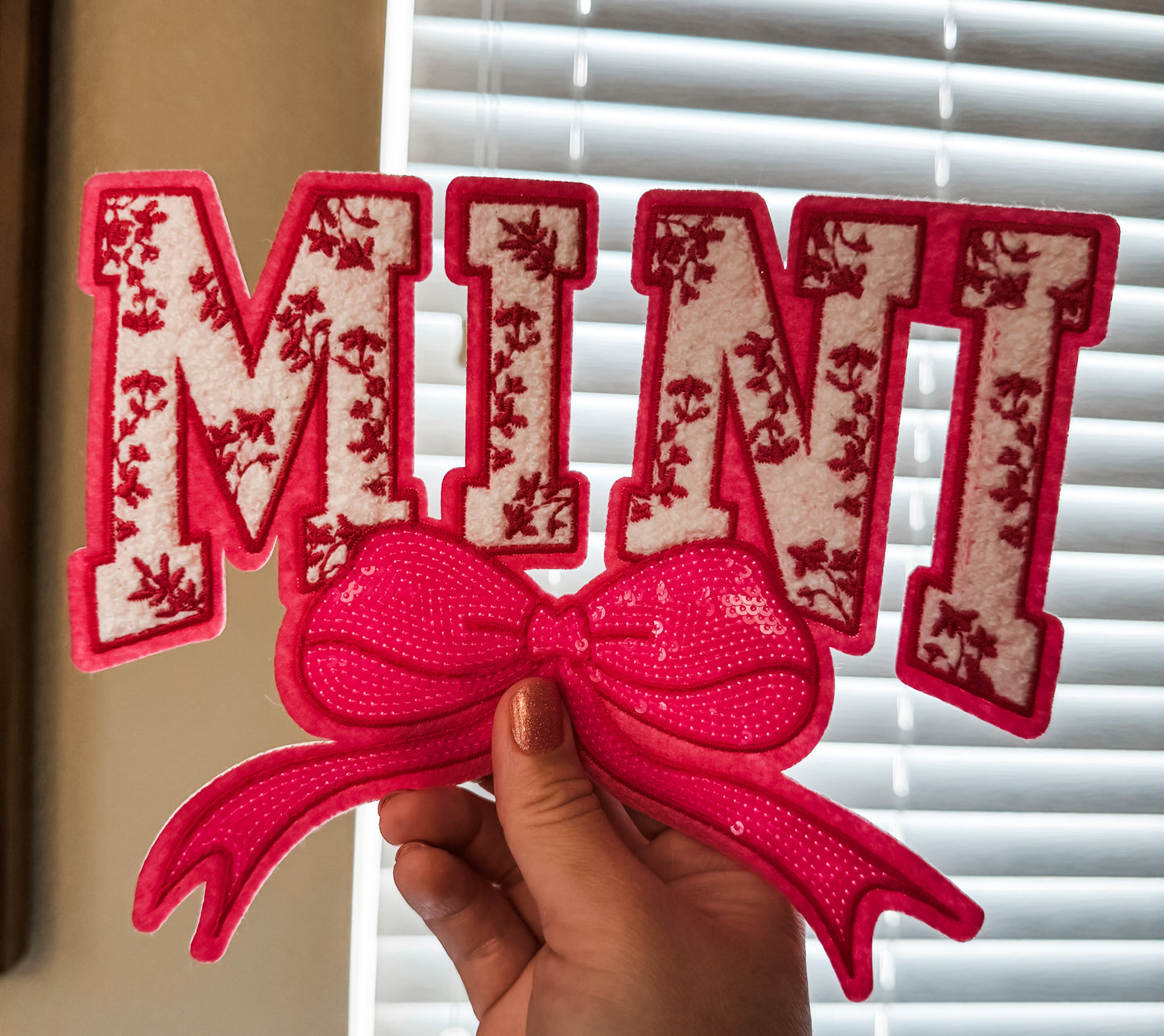 Pink Mama and Mini Chenille Iron On Transfer