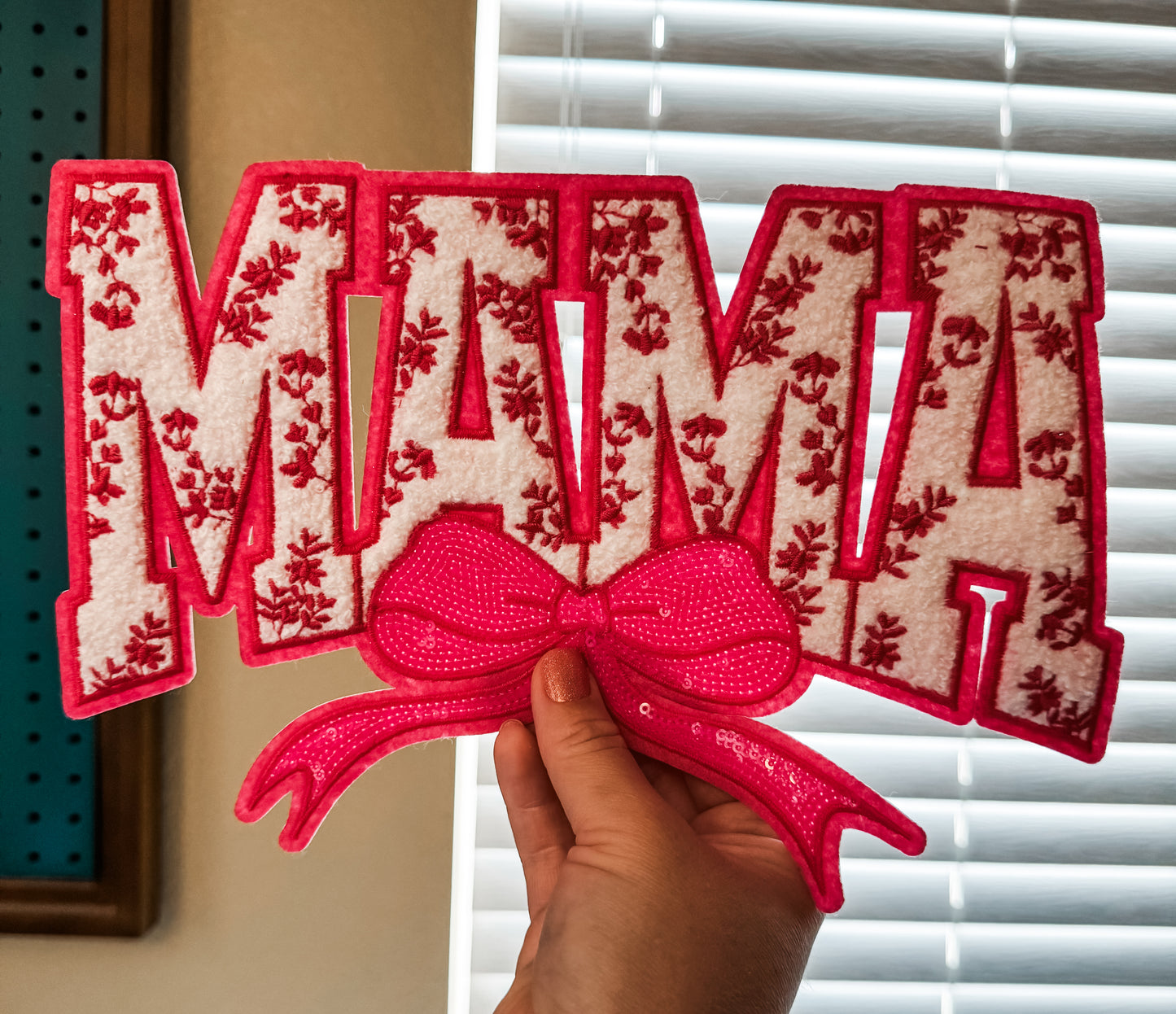 Pink Mama and Mini Chenille Iron On Transfer