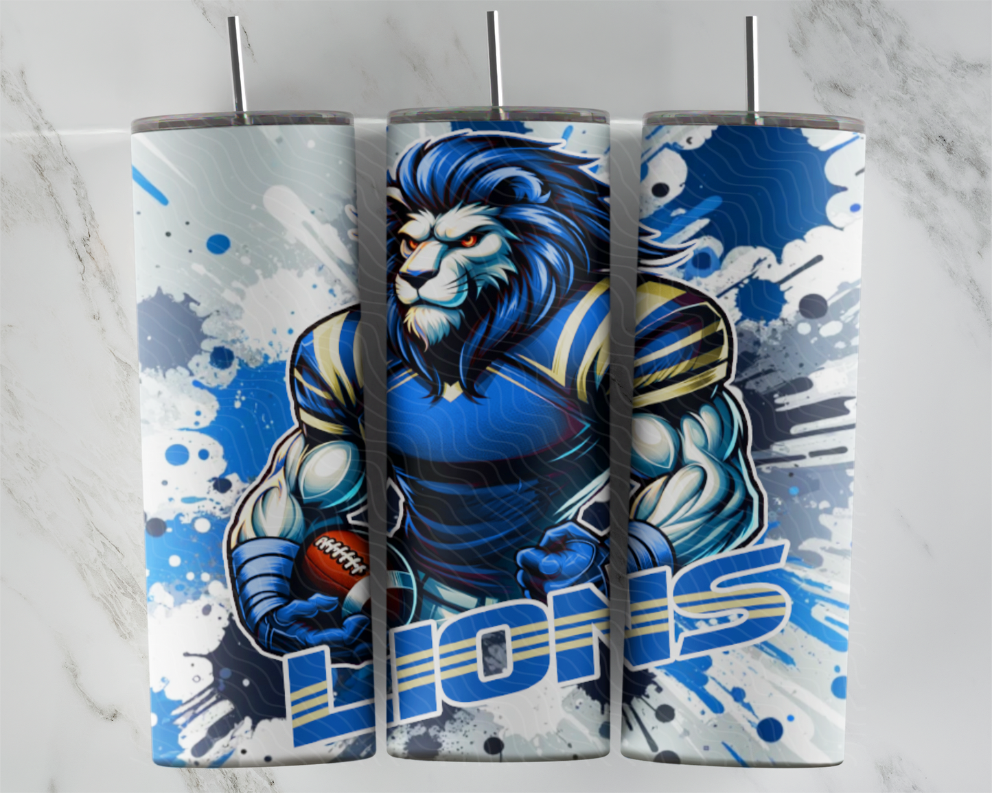 Mascot Design Blue & Gold Lions Football