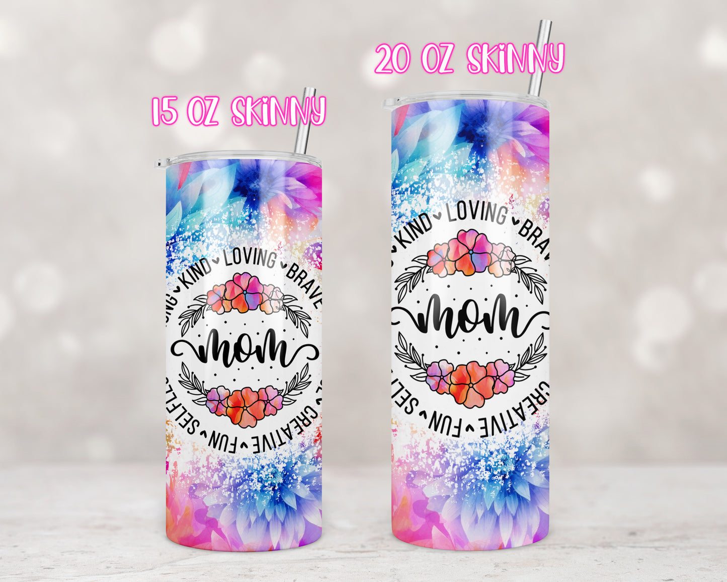 Neon Floral Loving Mom Quote