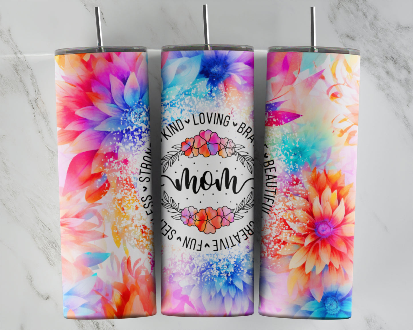 Neon Floral Loving Mom Quote