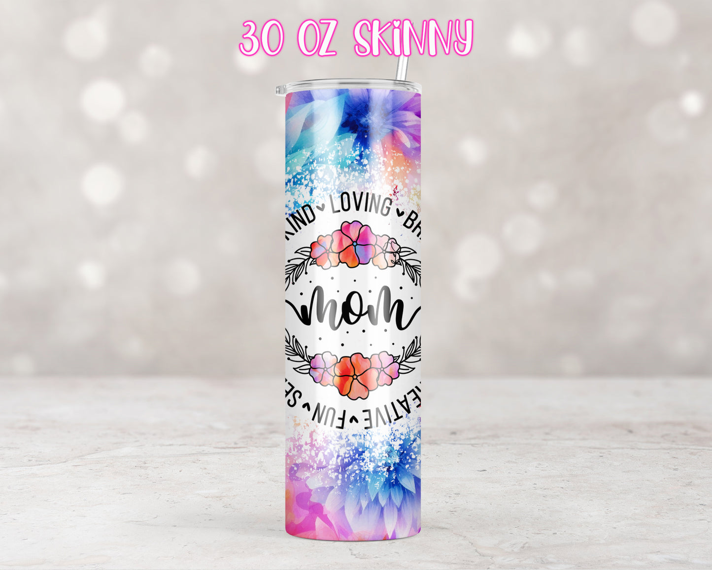 Neon Floral Loving Mom Quote