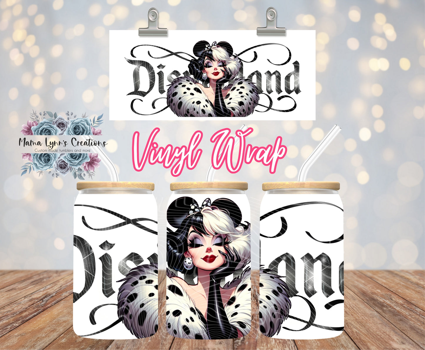 Cruella Dream Land 16 oz Glass Can Wrap