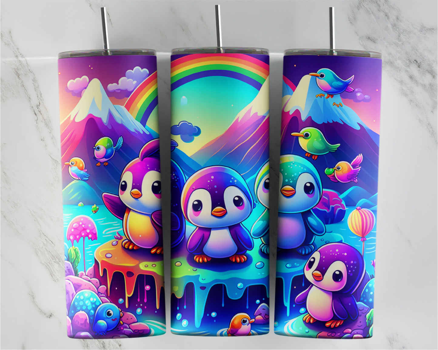 Bright Rainbow Penguins