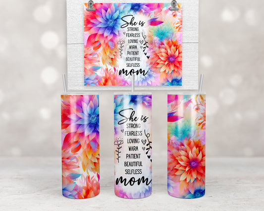 Neon Floral She Is Mom Design Transfers