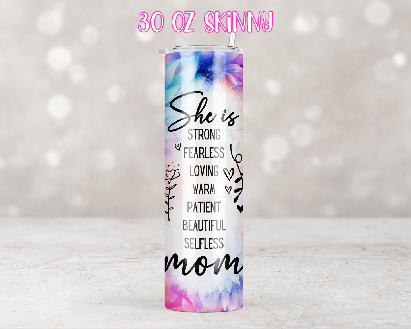 Neon Floral She Is Mom