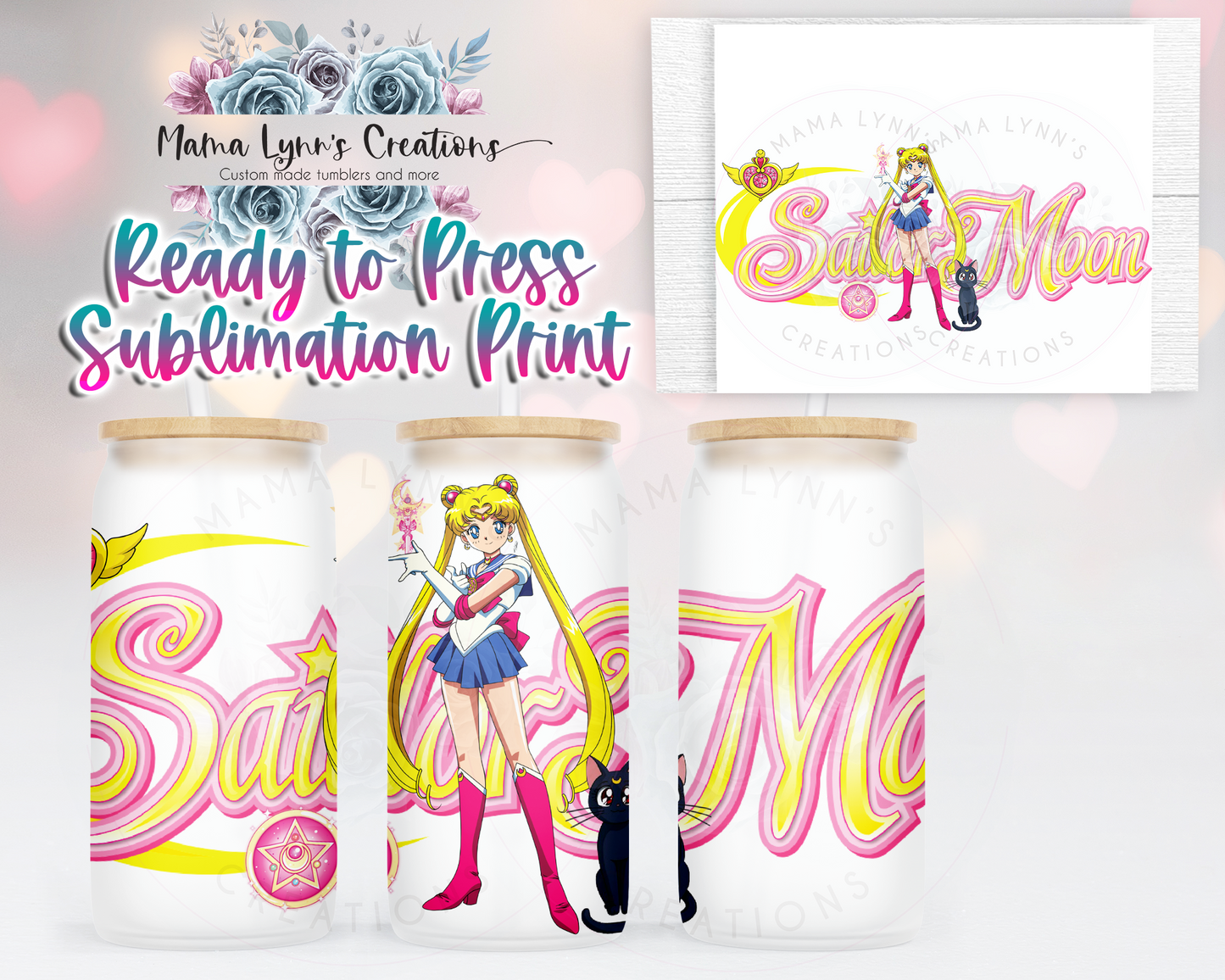 Sailor Moon 16 oz Glass Can Wrap