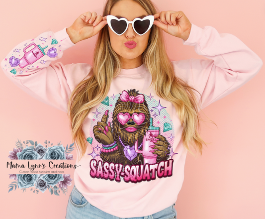 Pink Sassy Squatch (w/bow) Htv Transfer