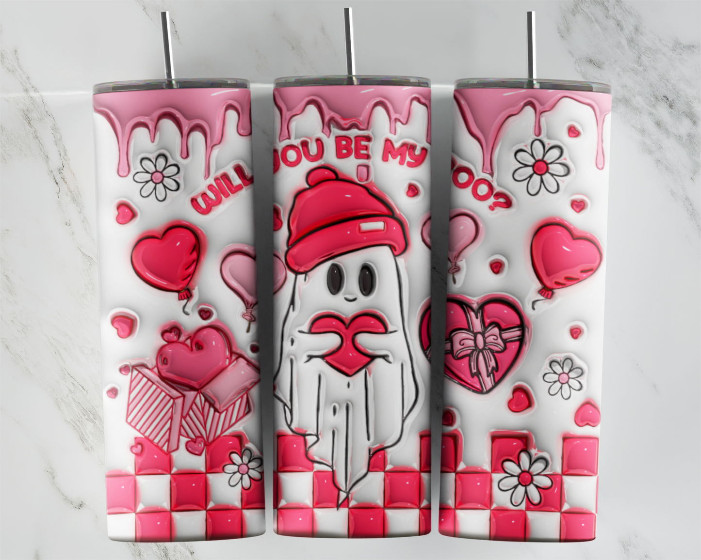 3D/Inflated Will You Be My Boo Pink Valentine