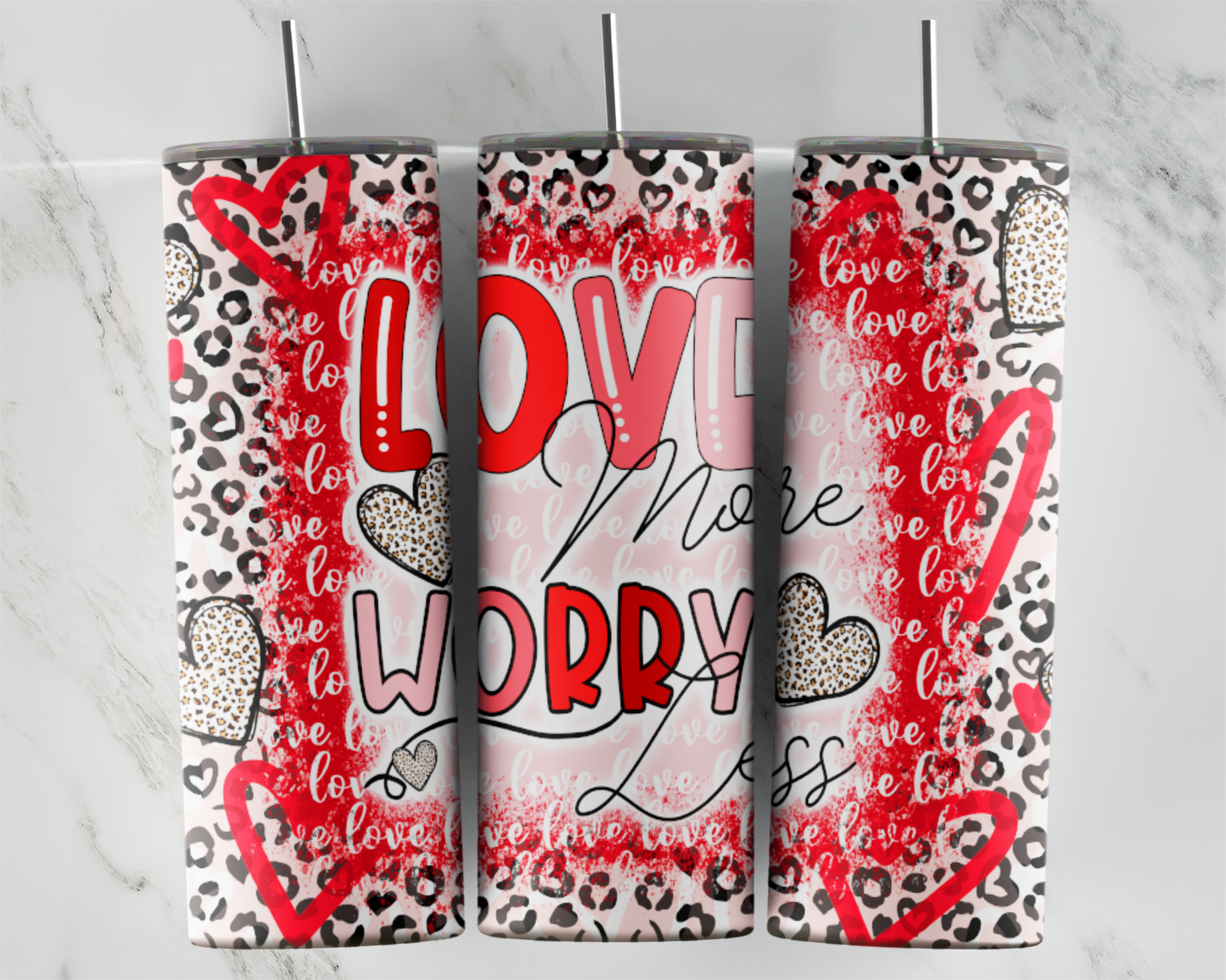 Love More Worry Less Leopard Valentine