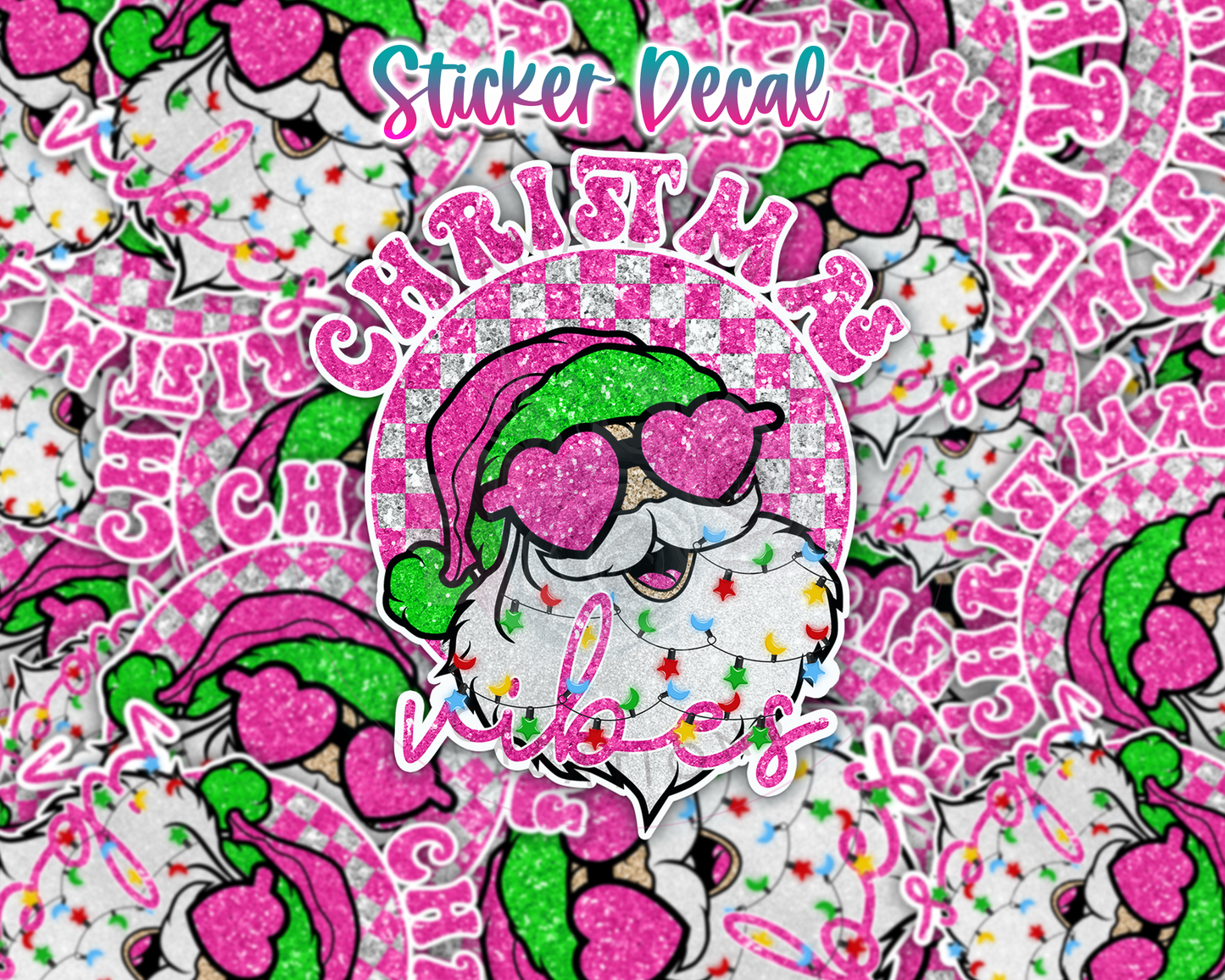 Pink Christmas Vibes, Christmas 16 oz Glass Can prints