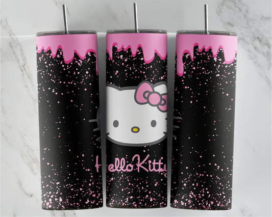 Pink Drip Black Glitter H Kitty