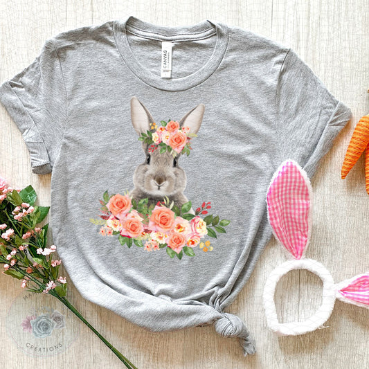 Floral Bunny Easter Htv Transfer