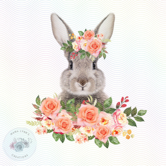 Floral Bunny Easter Htv Transfer