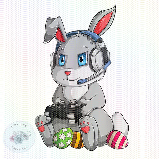 Gamer Bunny Easter Htv Transfer