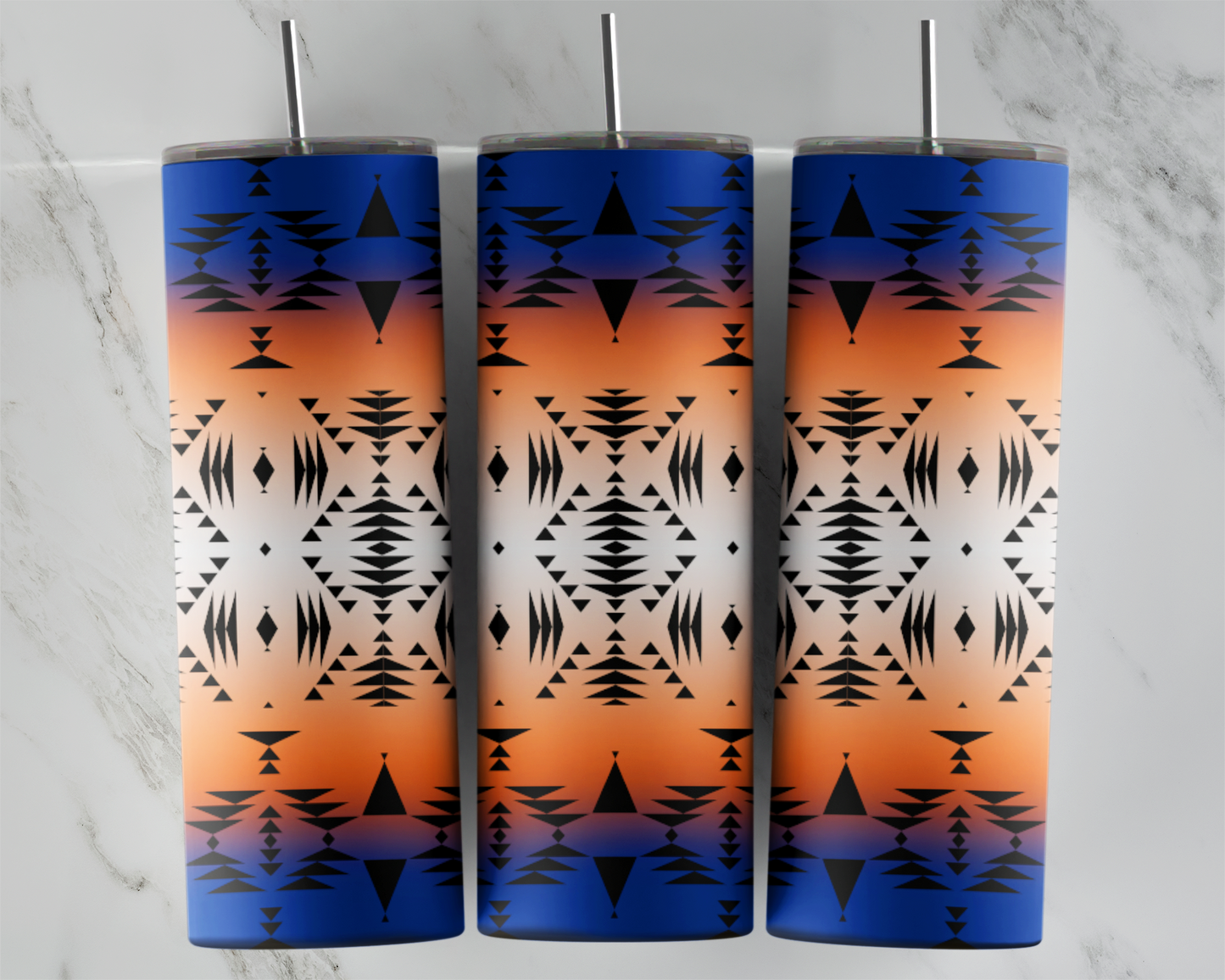 Orange and Dark Blue Tribal ready to press transfer