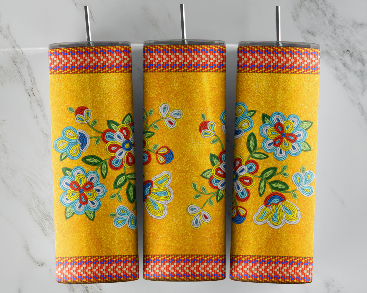 Arrow Edges Beaded Flowers ready to press transfer