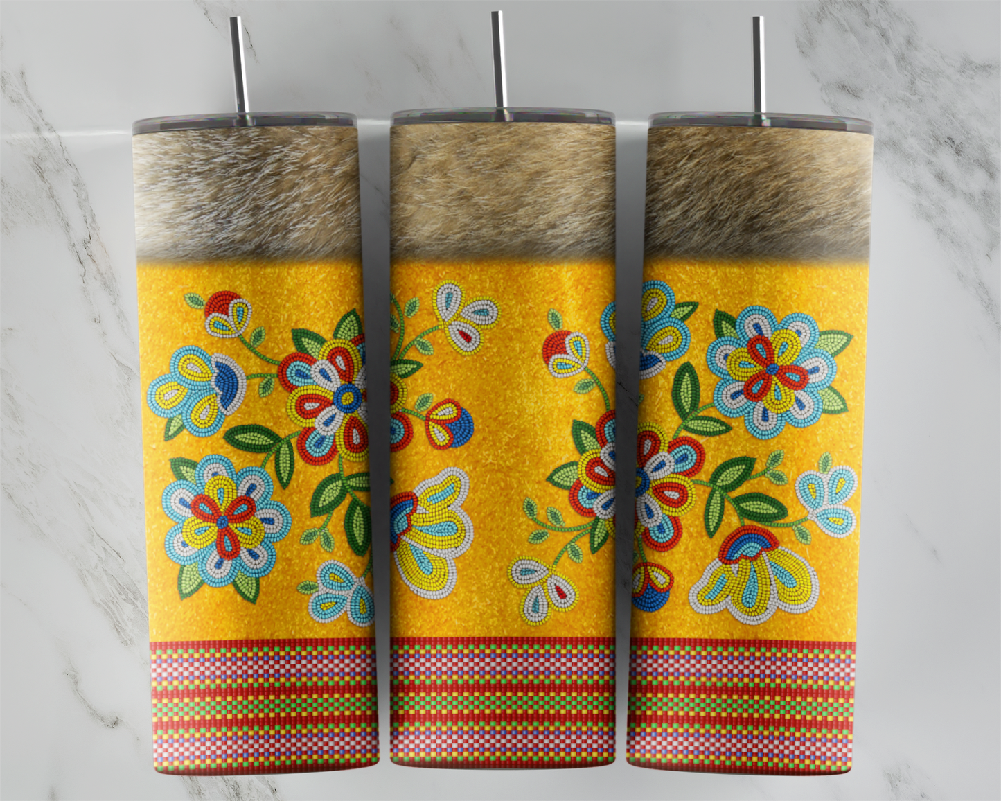 Fur Edge Beaded Flowers ready to press transfer