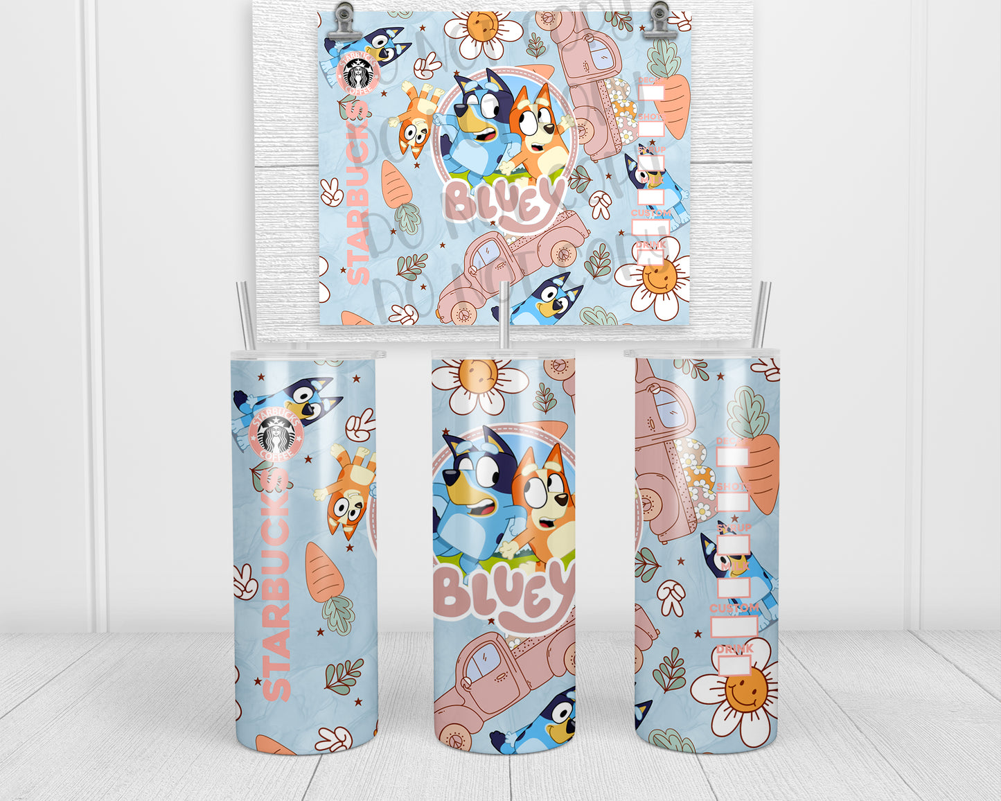 Easter Bluey Tumbler Transfers