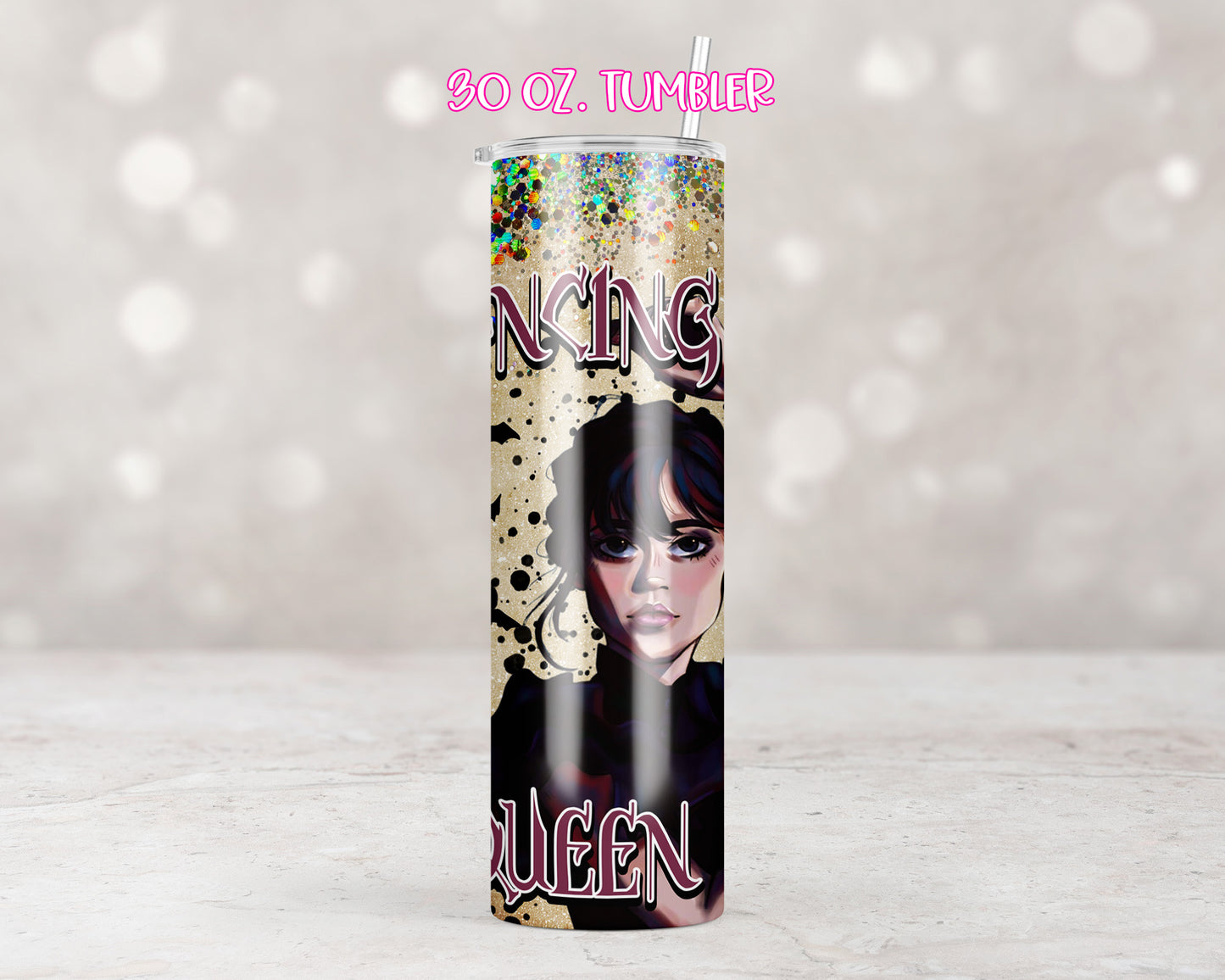 Wednesday Glitter Bats Tumbler Wrap