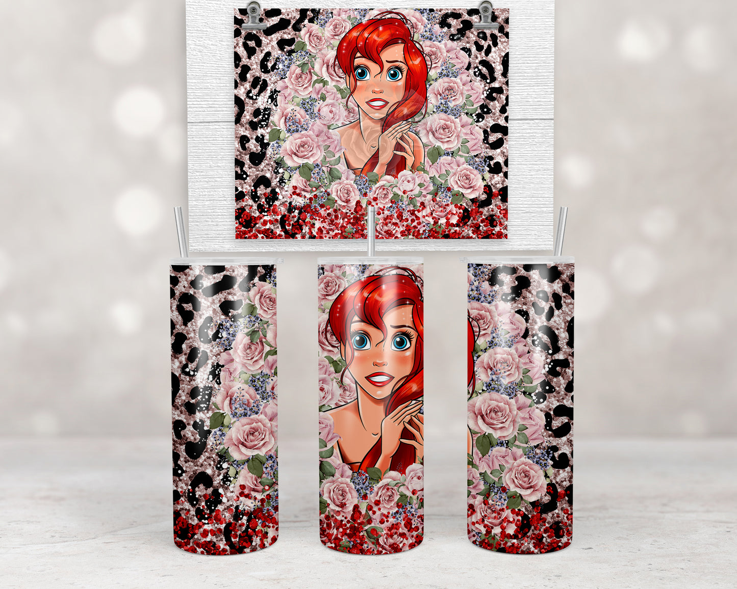 Leopard Glitter Mermaid Design Transfers