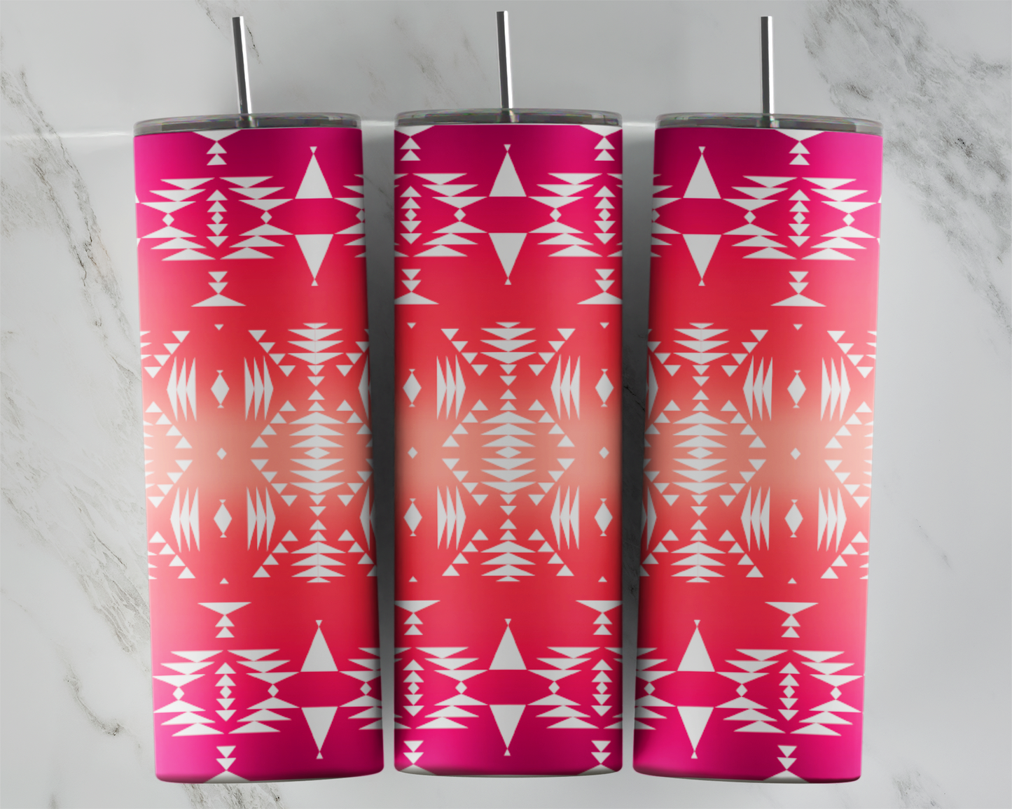 Pink and White Aztec ready to press transfer