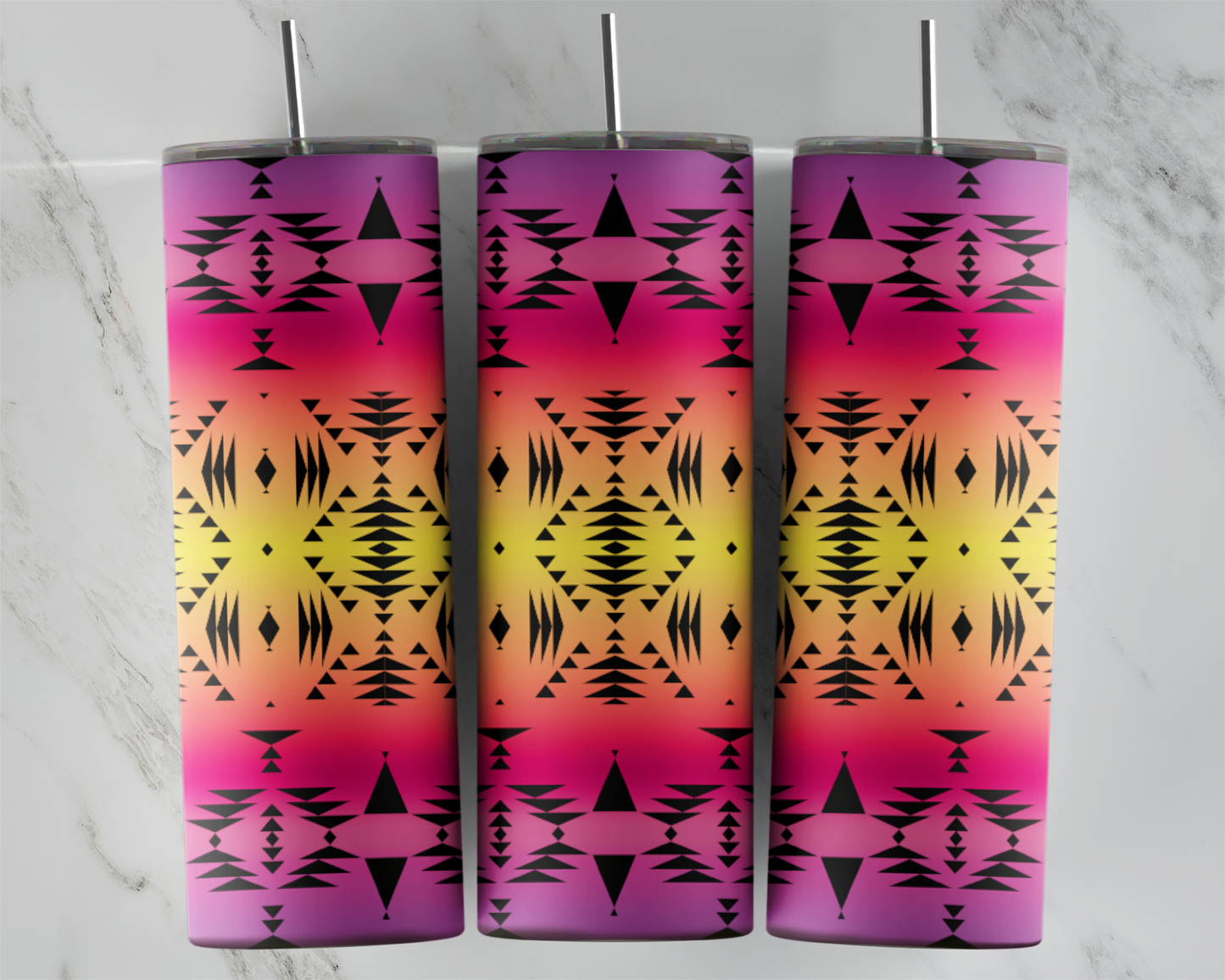 Purple Pink Yellow Aztec ready to press transfer