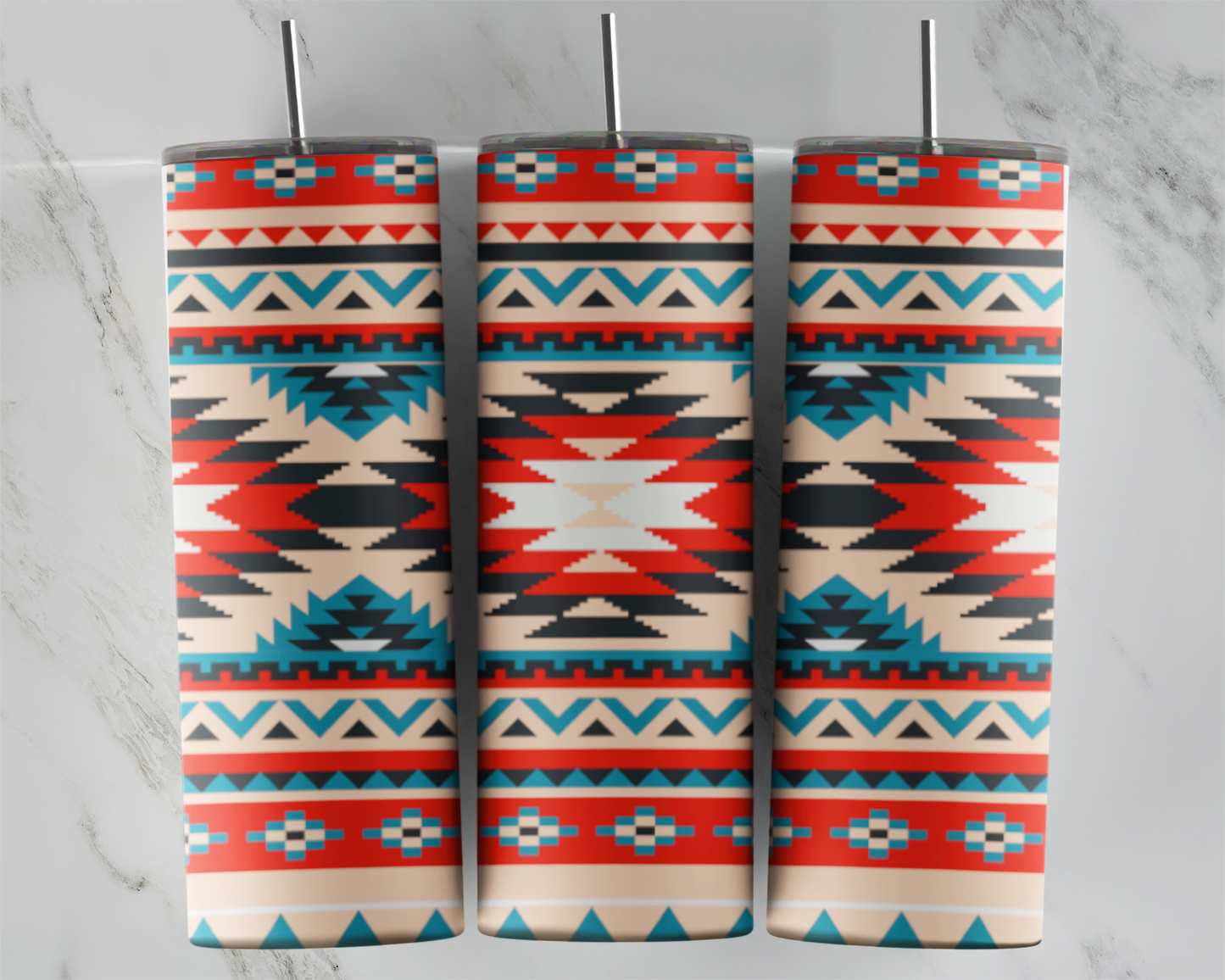 Tan Red and Blue Aztec ready to press transfer