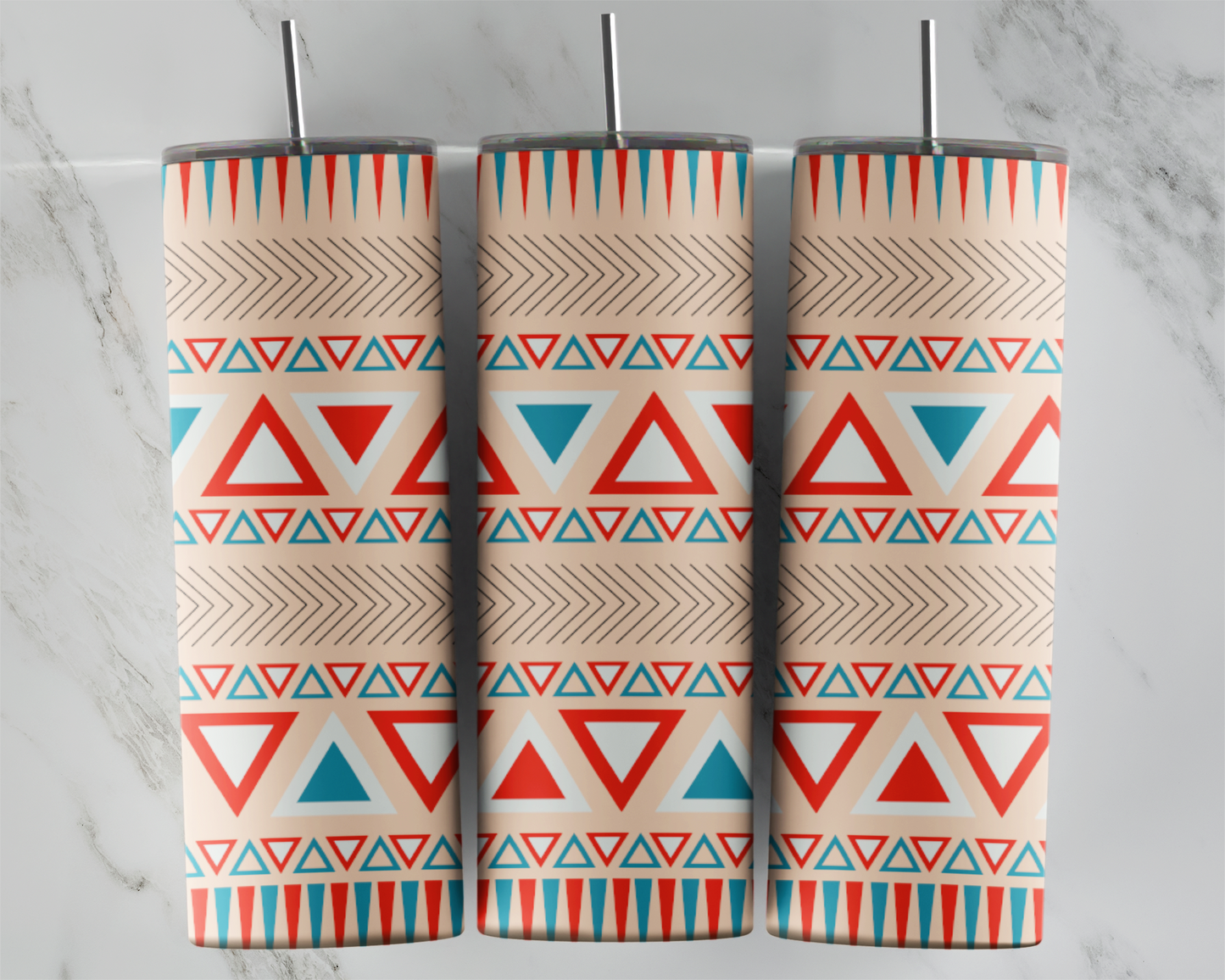 Tan Red Blue Aztec ready to press transfer