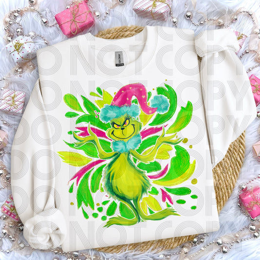 Grinch Flourish Splash DTF Prints