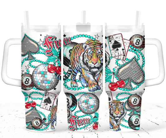 Fierce Tiger With Turquoise 40 oz Tumbler Prints