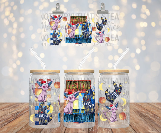 Festive By Sunlight Cozy By Moonlight 16 oz Glass Wraps
