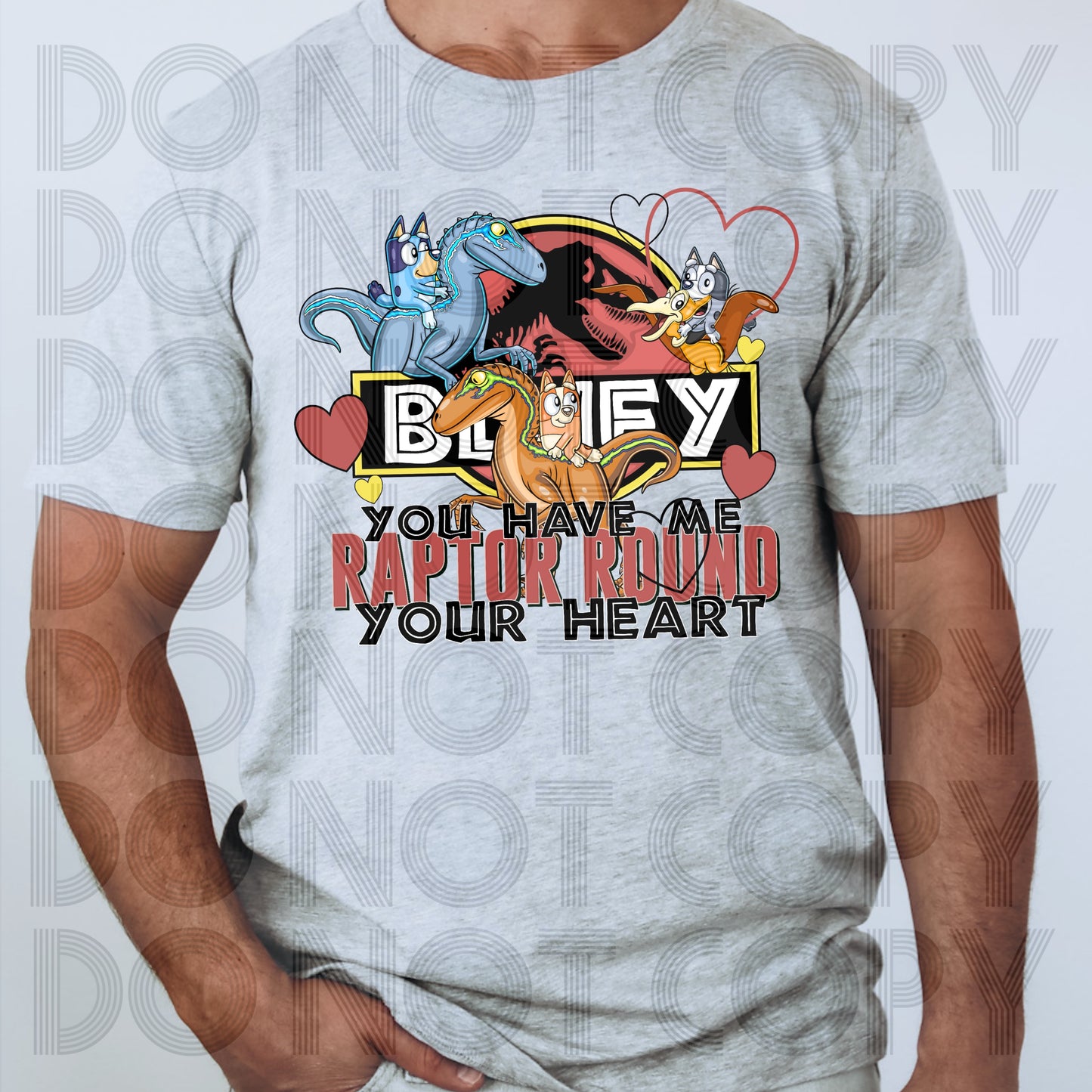 You Have Me Raptor Round Your Heart (red style) DTF Print