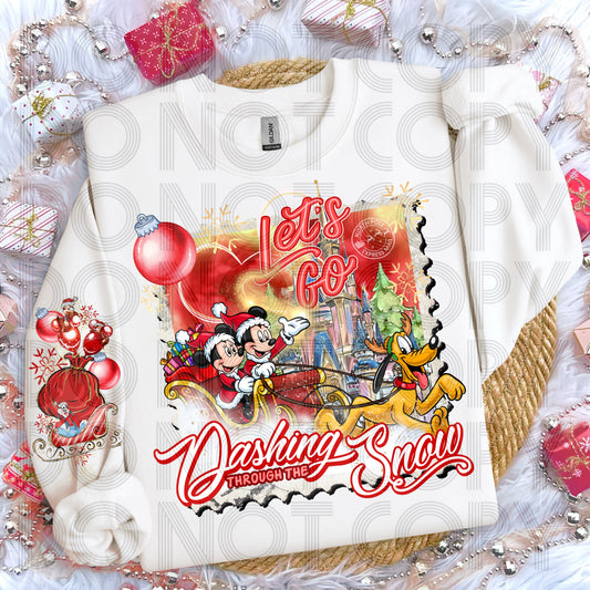 Dashing Through The Snow (Mouse Couple) DTF Print