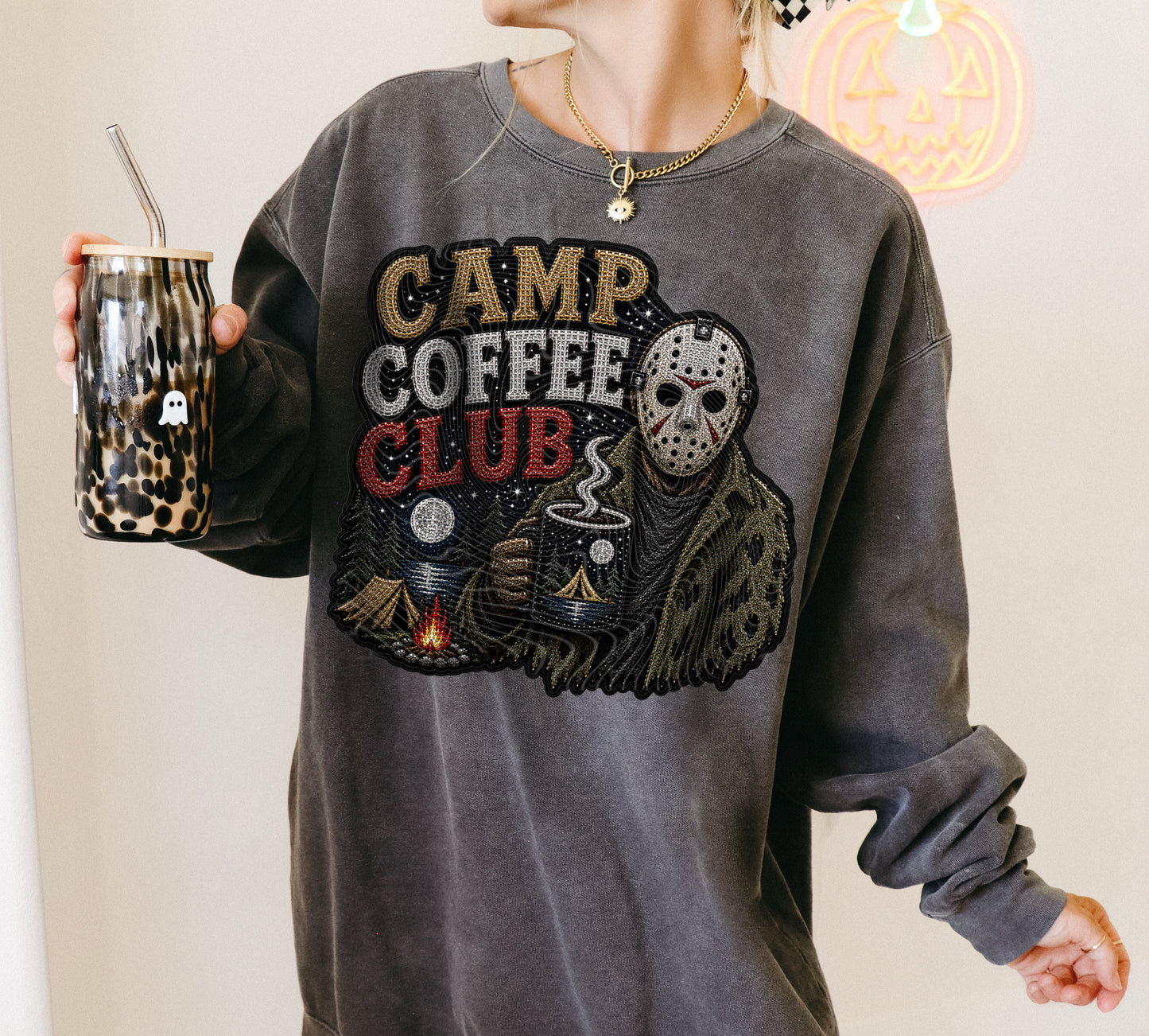 Camp Coffee Club (Faux Rhinestones) DTF Print