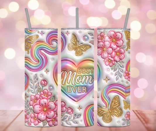 Best Mom Ever Wavy Rainbows Tumbler Wrap