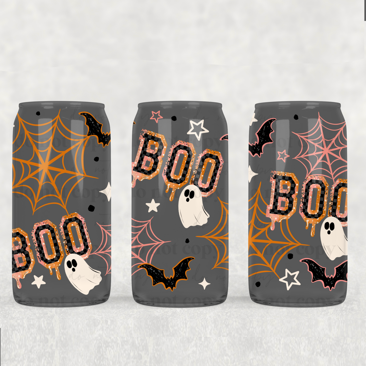 Boo Varsity Letters 16 oz Glass Wrap