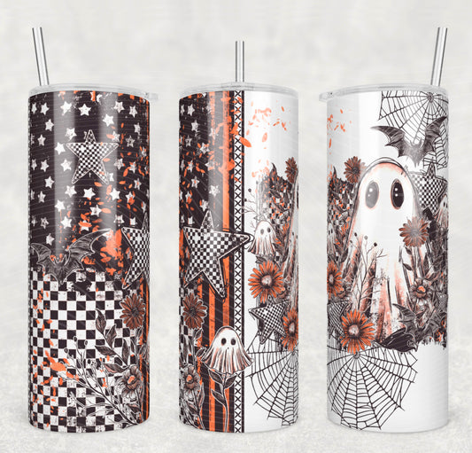 Boo Ghost Checkered Tumbler Wrap