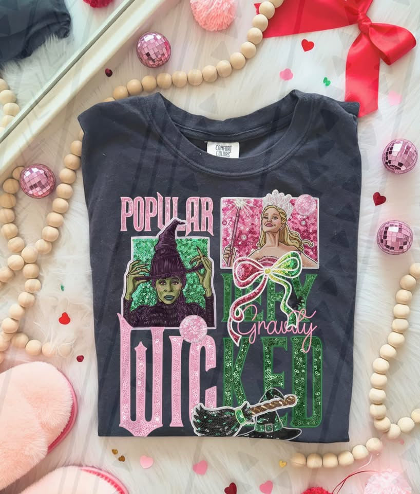 Defy Gravity Wickd Faux Sequin Embroidery DTF Prints