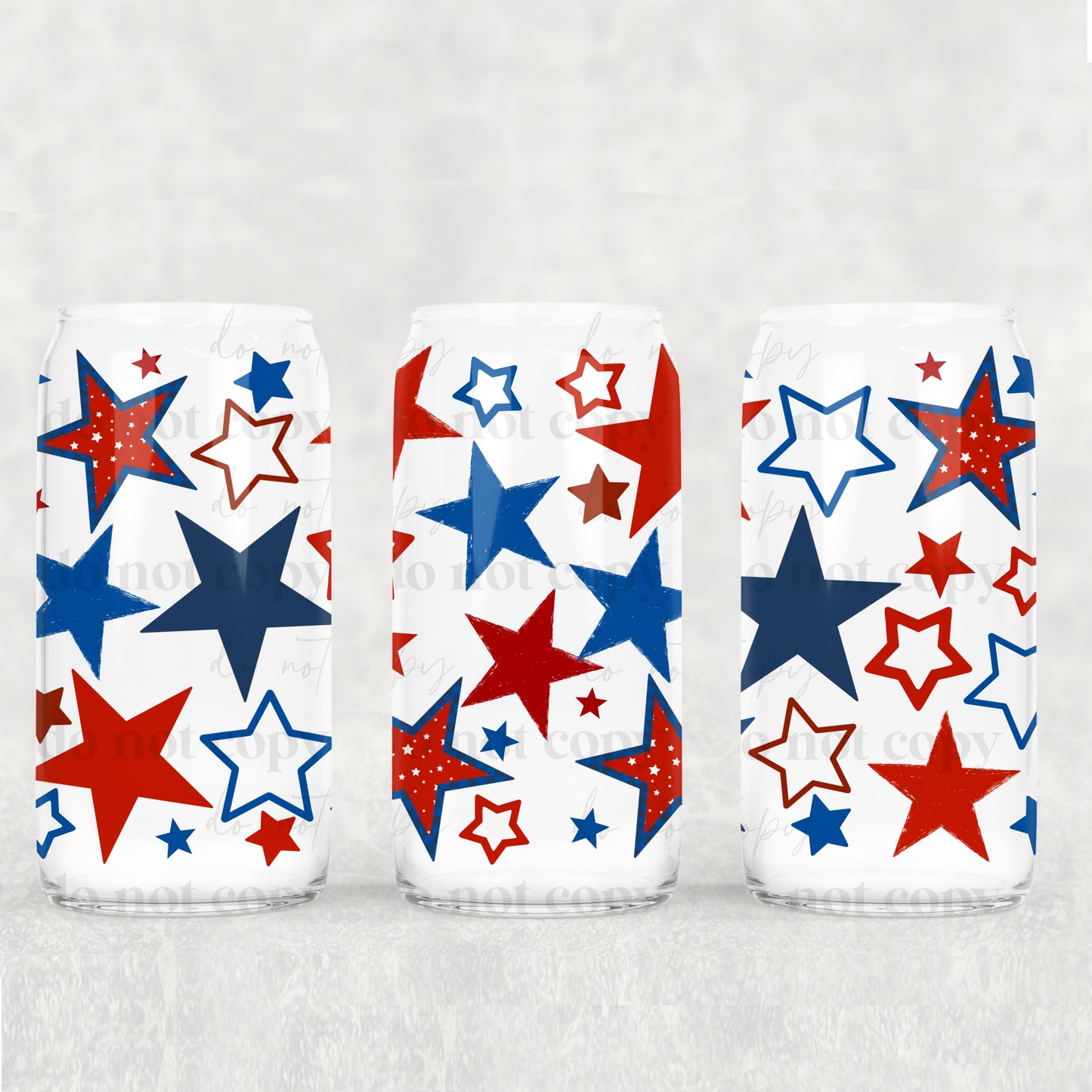 Red White & Blue Stars 16 oz Glass Wrap